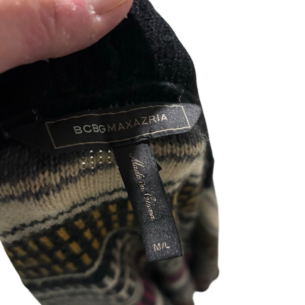 Bcbg Maxazria Cardigan Lambswool Cashmere‎ Pockets Slouchy Oversized Sweater M L - Picture 3 of 4